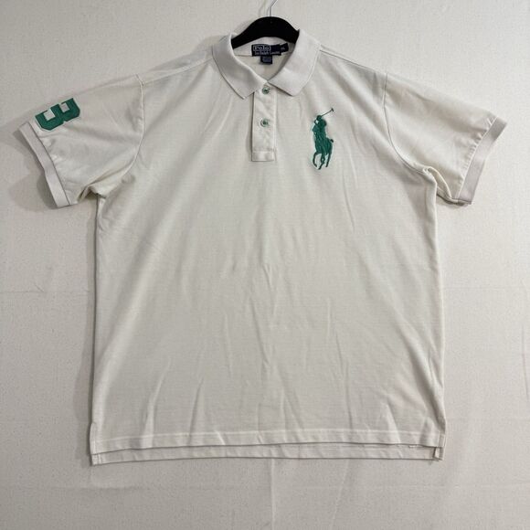 Polo Ralph Lauren Polo Shirt Beige Men Size XXL Green Big Pony - Picture 1 of 8